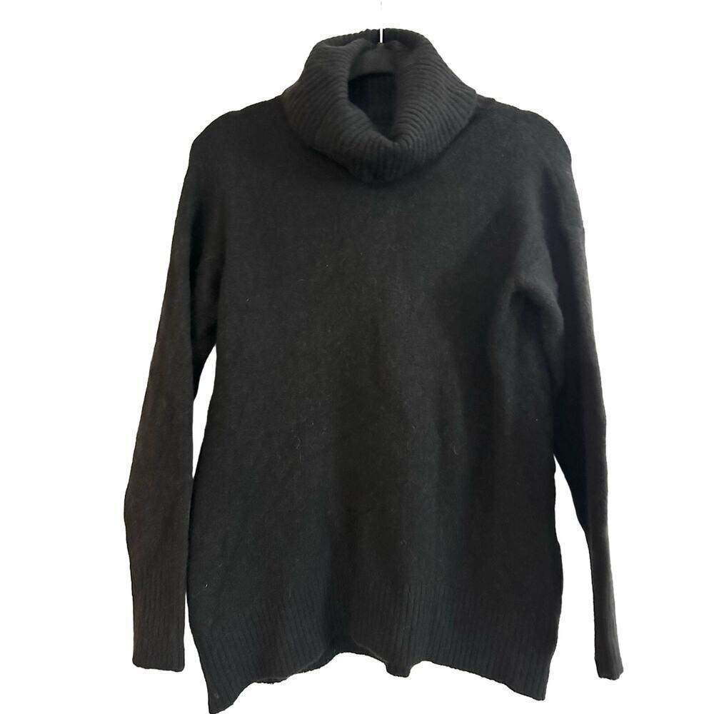 MASSIMO DUTTI Black Wool Blend Soft Turtleneck Sweater - Sz XS